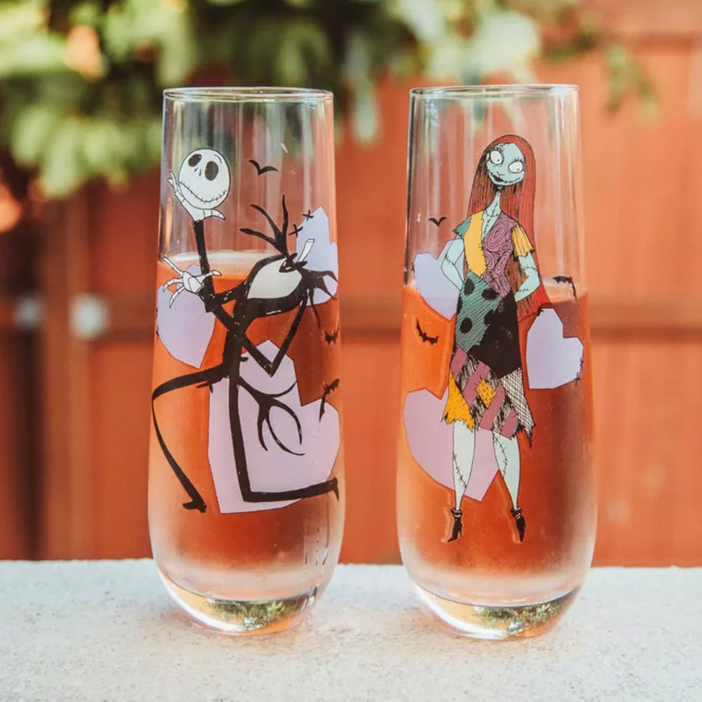 Jack and Sally Nightmare Before Christmas Stemless Wine Glass Set (ONLINE ORDER ONLY)