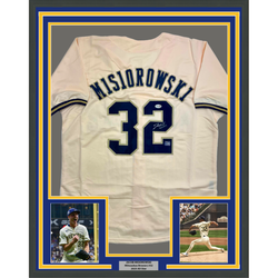 Framed Autographed/Signed Jacob Misiorowski 35x39 Milwaukee Cream Baseball Jersey JSA COA