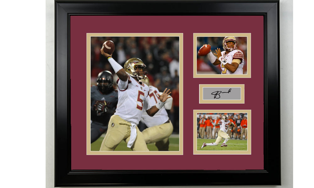Framed Jameis Winston Florida State Seminoles Facsimile Laser Engraved Signature NCAA Football 14x11 3 Photo Collage (ONLINE ORDER ONLY)