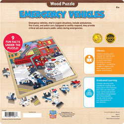 Wood Fun Facts - Emergency Vehicles 48 Piece Wood Jigsaw Puzzle