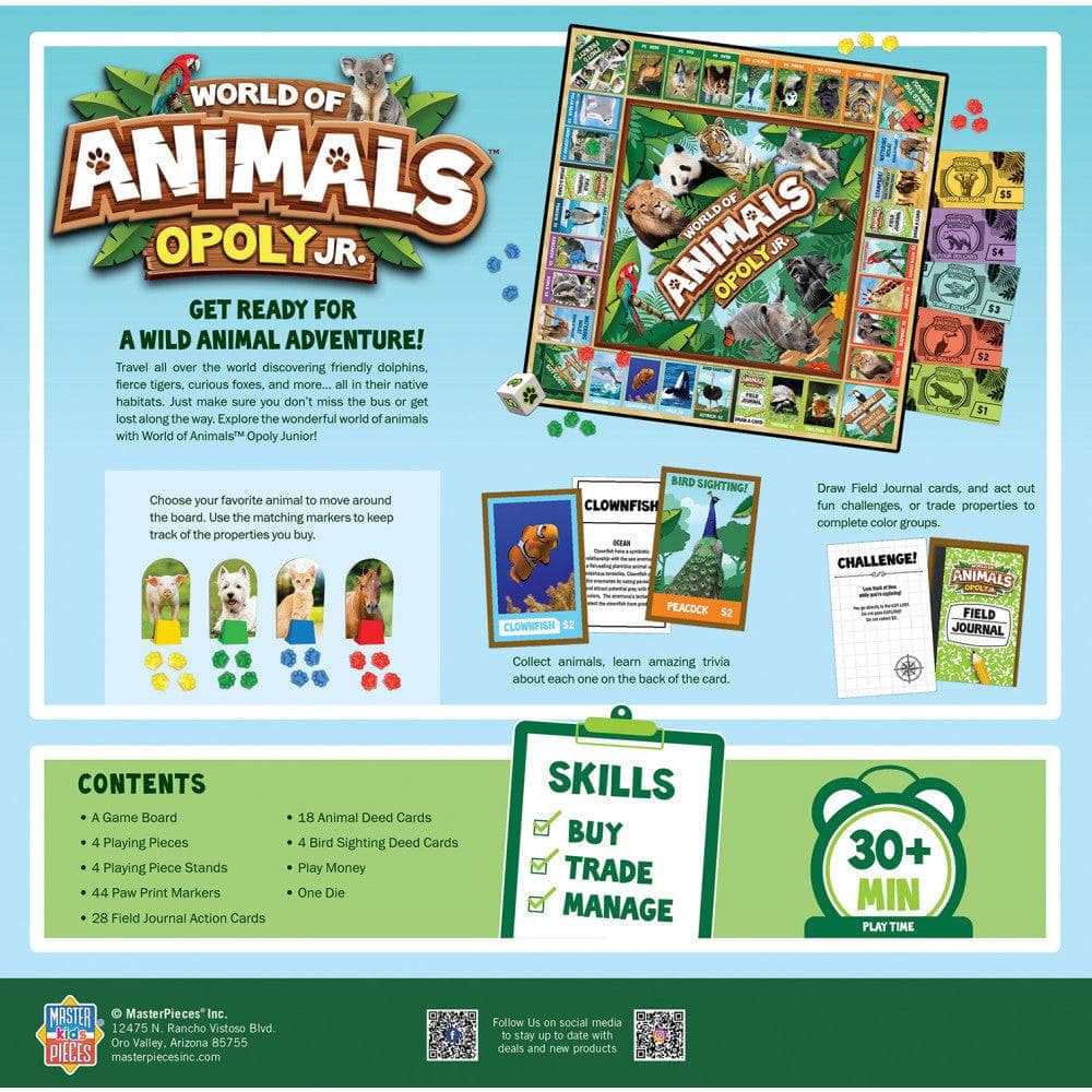 World of Animals Opoly Junior Board Game