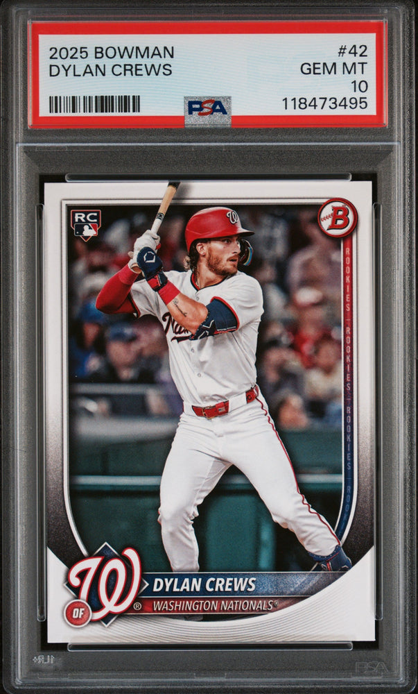 Graded 2025 Topps Bowman Dylan Crews #42 Rookie RC Baseball Card PSA 10 Gem Mint (ONLINE ORDER ONLY)