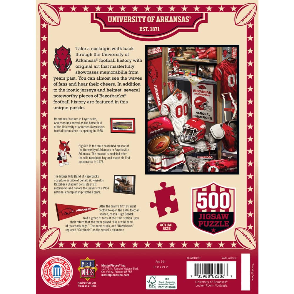 Arkansas Razorbacks - Locker Room 500 Piece Jigsaw Puzzle (ONLINE ORDER ONLY)