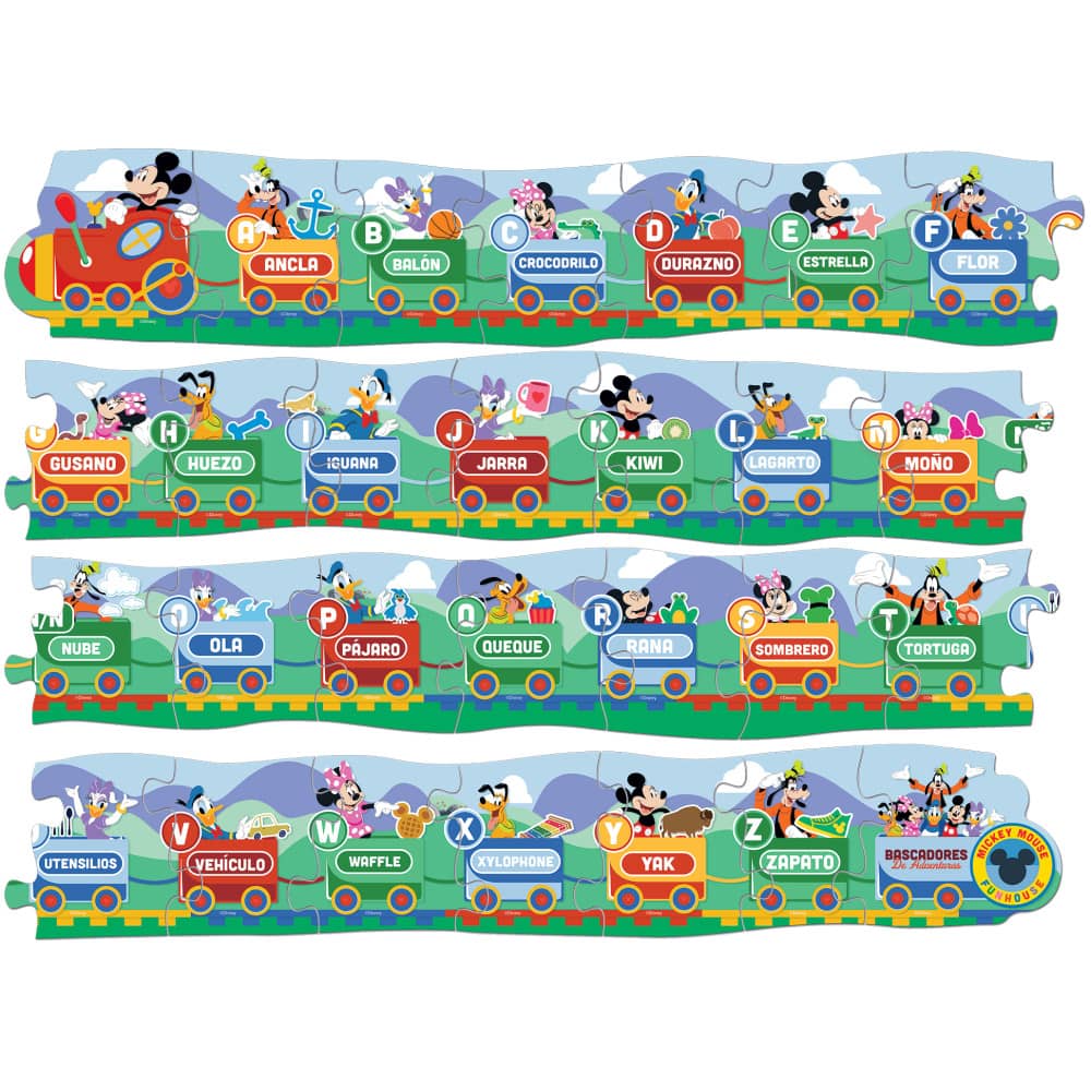 Disney - Mickey ABCs Educational Train 28 Piece Wood Floor Puzzle