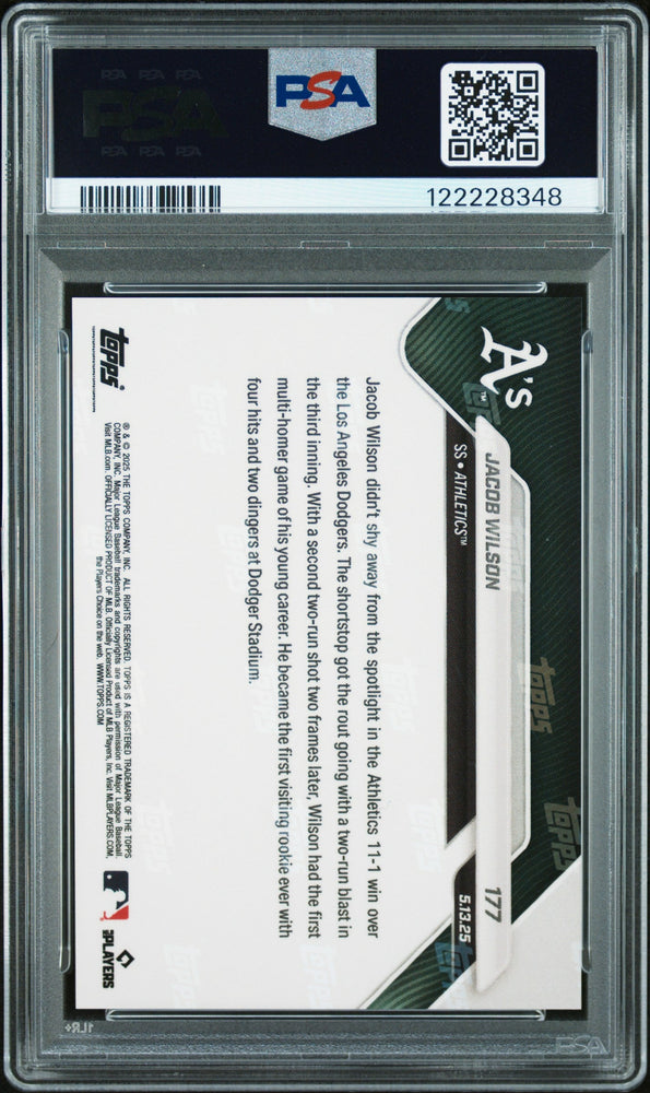 Graded 2025 Topps Now Jacob Wilson #177 Orange Foil /25 Rookie RC Baseball Card PSA 10 Gem Mint