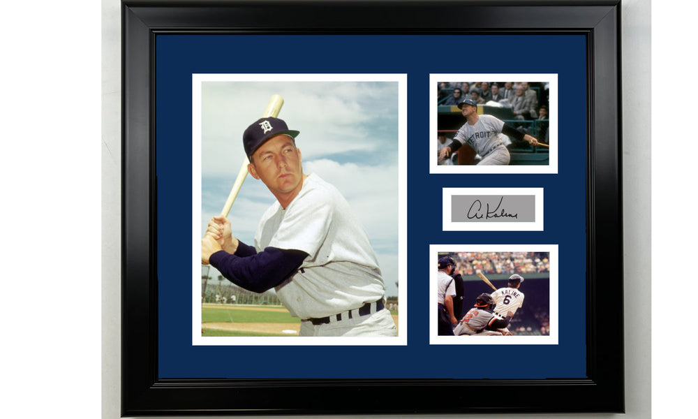 Framed Al Kaline Detroit Tigers Facsimile Laser Engraved Signature Baseball 14x11 3 Photo Collage (ONLINE ORDER ONLY)
