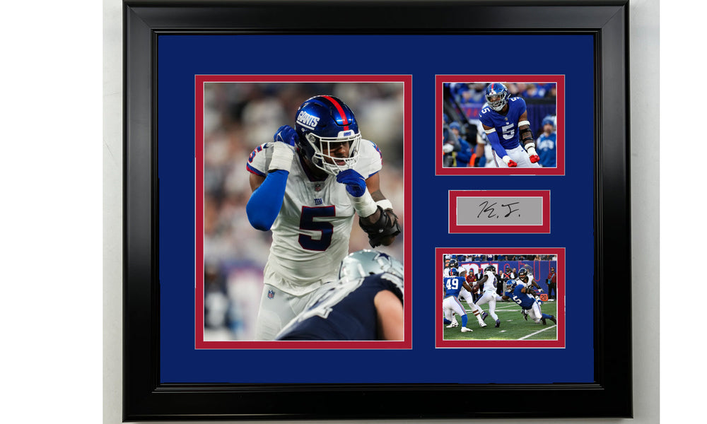 Framed Kayvon Thibodeaux New York Giants Facsimile Laser Engraved Signature Football 14x11 3 Photo Collage (ONLINE ORDER ONLY)