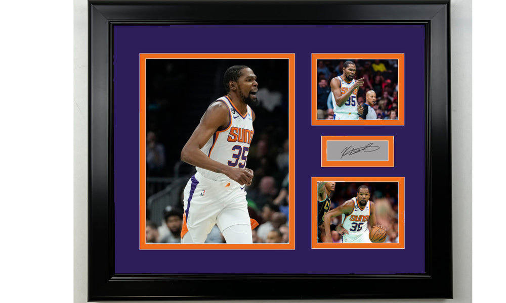 Framed Kevin Durant Phoenix Suns Facsimile Laser Engraved Signature Basketball 14x11 3 Photo Collage (ONLINE ORDER ONLY)