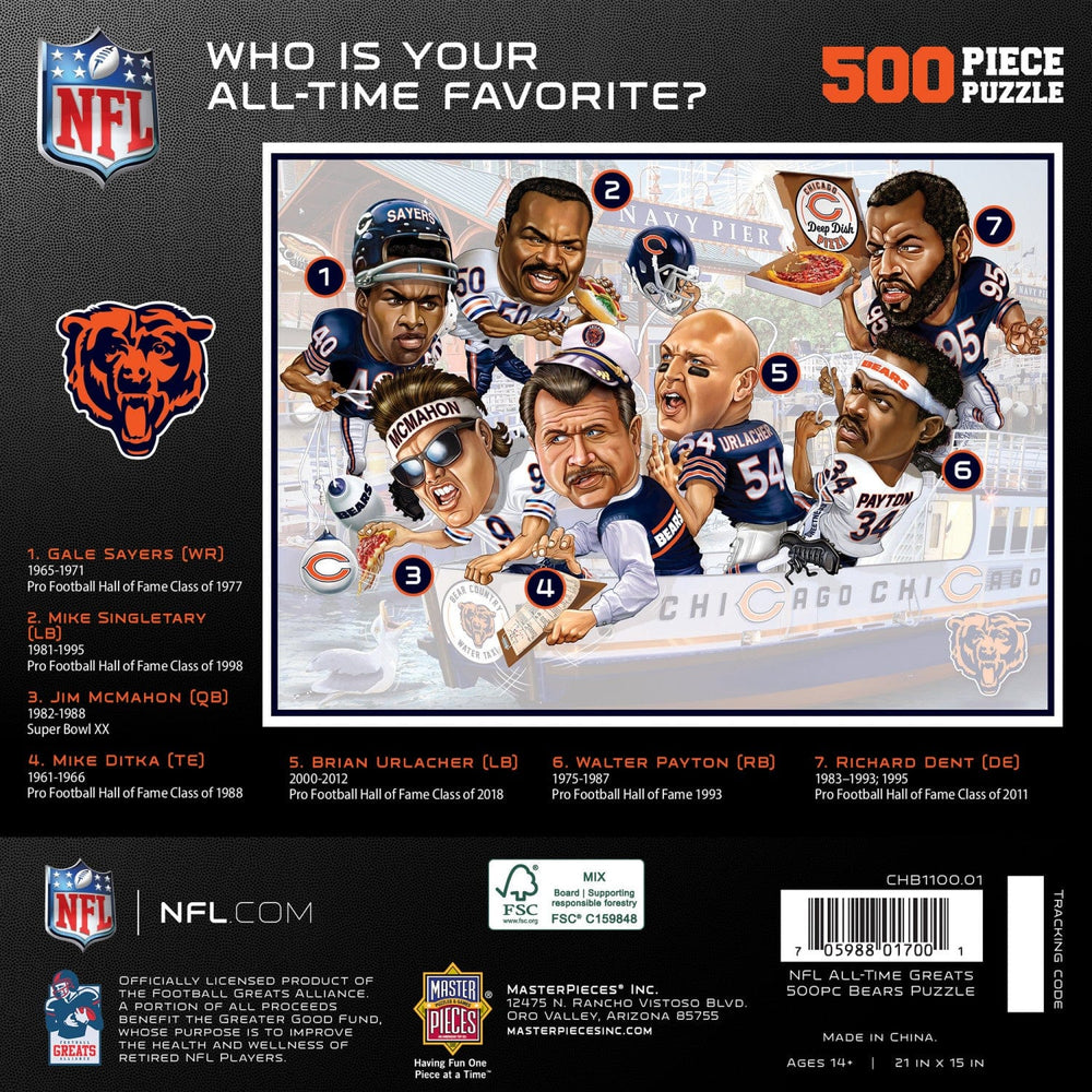 Chicago Bears - All-Time Greats 500 Piece Jigsaw Puzzle