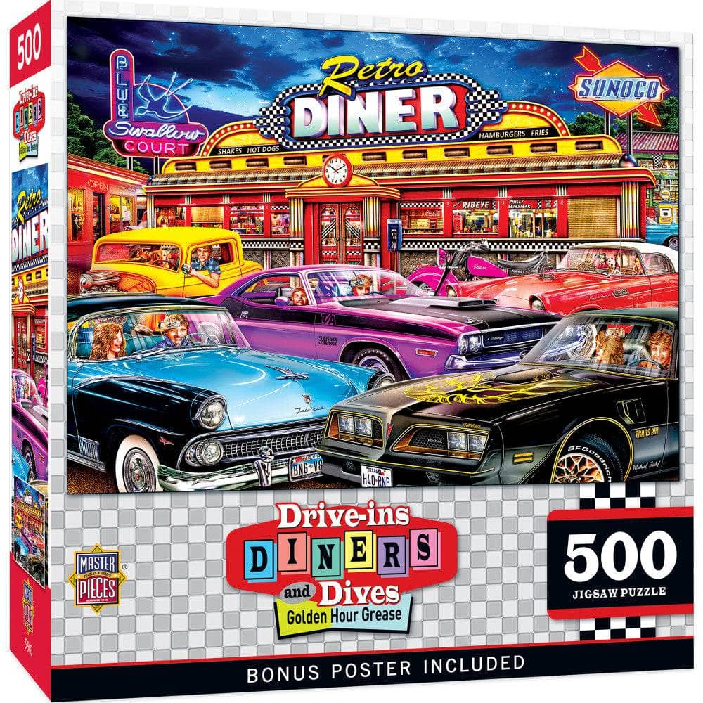 Drive-Ins, Diners & Dives - Golden Hour Grease 500 Piece Jigsaw Puzzle