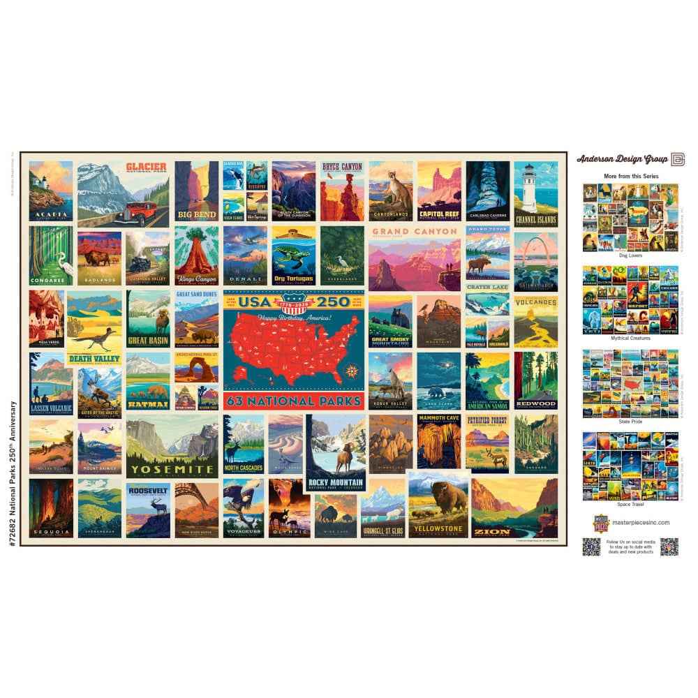 Vintage Posters - National Parks 250th Anniversary 1000 Piece Jigsaw Puzzle