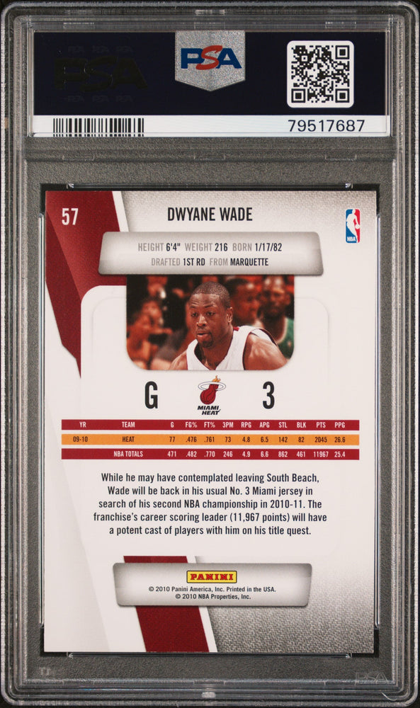 2010 PANINI PRESTIGE DWYANE WADE  #57 - PSA 10 (Online Order Only)
