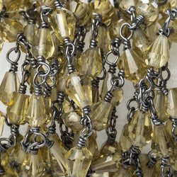 Lemon Quartz faceted tear drop Black Gold Filled Chain by the foot 29 beads