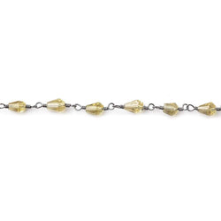 Lemon Quartz faceted tear drop Black Gold Filled Chain by the foot 29 beads