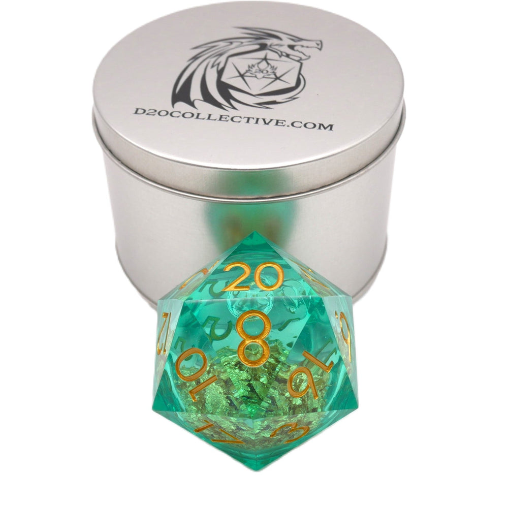 Leprechaun's Gold - Giant D20 Liquid Core DnD Dice Set | Acrylic RPG Gaming Dice (ONLINE ORDER ONLY)