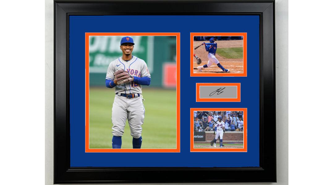 Framed Francisco Lindor New York Mets Facsimile Laser Engraved Signature Baseball 14x11 3 Photo Collage (ONLINE ORDER ONLY)