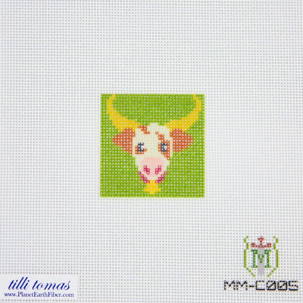 Longhorn Bull Needlepoint Canvas – 2"x2", 18 Mesh by Misty Morrow (ONLINE ORDER ONLY)