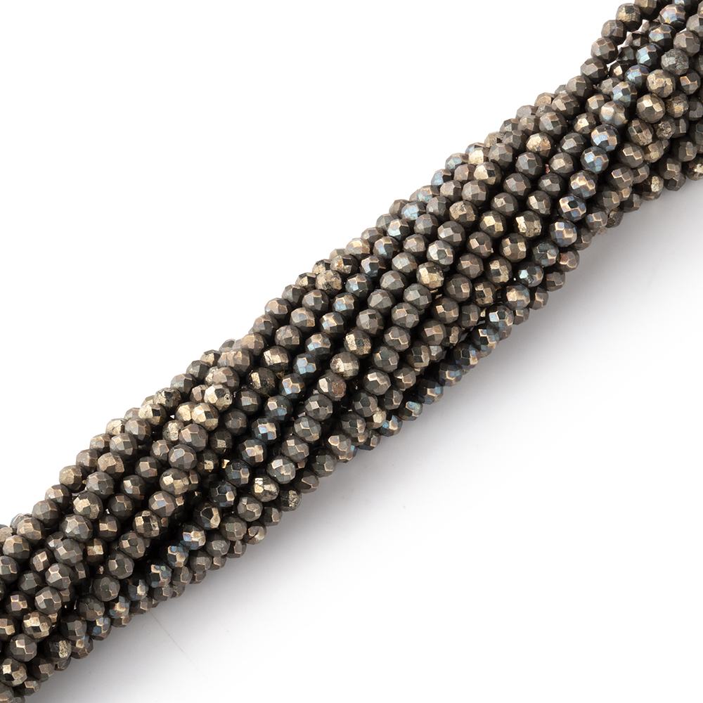 Lot of 20 strands - 2mm Golden Pyrite Micro-faceted Rondelle Beads (ONLINE ORDER ONLY)