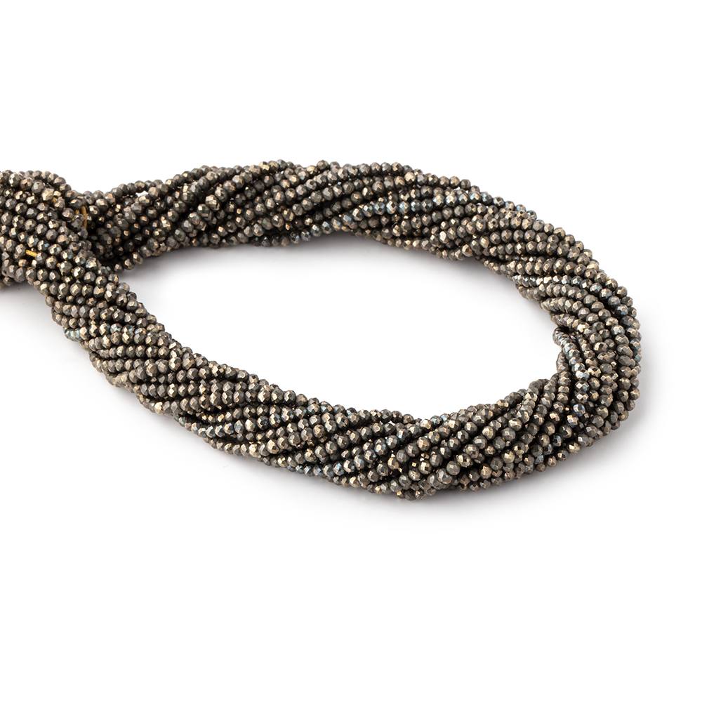 Lot of 20 strands - 2mm Golden Pyrite Micro-faceted Rondelle Beads (ONLINE ORDER ONLY)