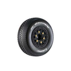 Louise R/C SC-Groove 1/10 Short Course Tires, Soft, 12, 14 & 17mm Removable Hex Glued on Black Rim (2) LT3146SB (ONLINE ORDER ONLY)