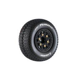 Louise R/C SC-Turbo 1/10 Short Course Tires Soft 12mm 14mm 17mm Removable Hex Mounted Black Rim Pair