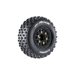 Louise R/C SC-Rock 1/10 Short Course Tires, Soft, 12, 14 & 17mm Removable Hex Glued on Black Rim (2) LT3229SB (ONLINE ORDER ONLY)