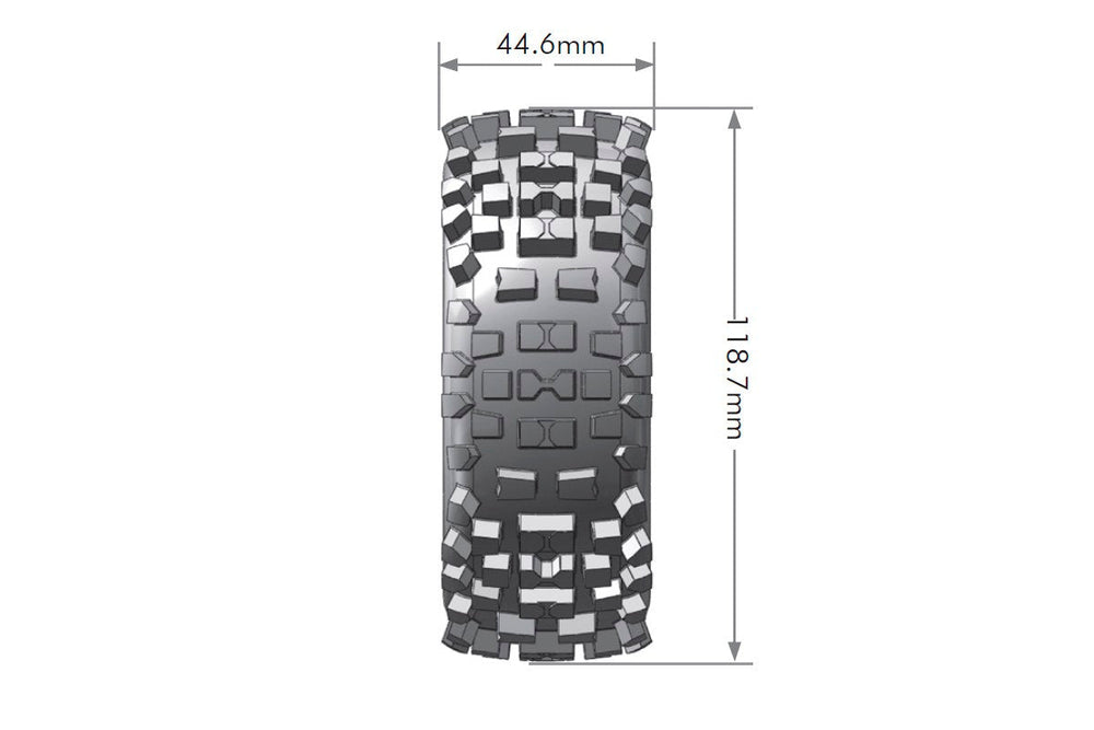 Louise R/C B-Ulldoze 1/8 Off-Road Buggy Tires 17mm Hex Soft Mounted Black Spoke Rim Pair