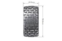 Louise R/C ST-Pioneer 1/16 2.2" Stadium Truck Tires 12mm Hex Soft Mounted Black Rim Pair