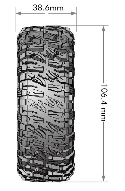 Louise R/C CR-Mallet 1/10 1.9" Crawler Class 1 Tires Mounted 12mm Hex Black Chrome Rim Pair