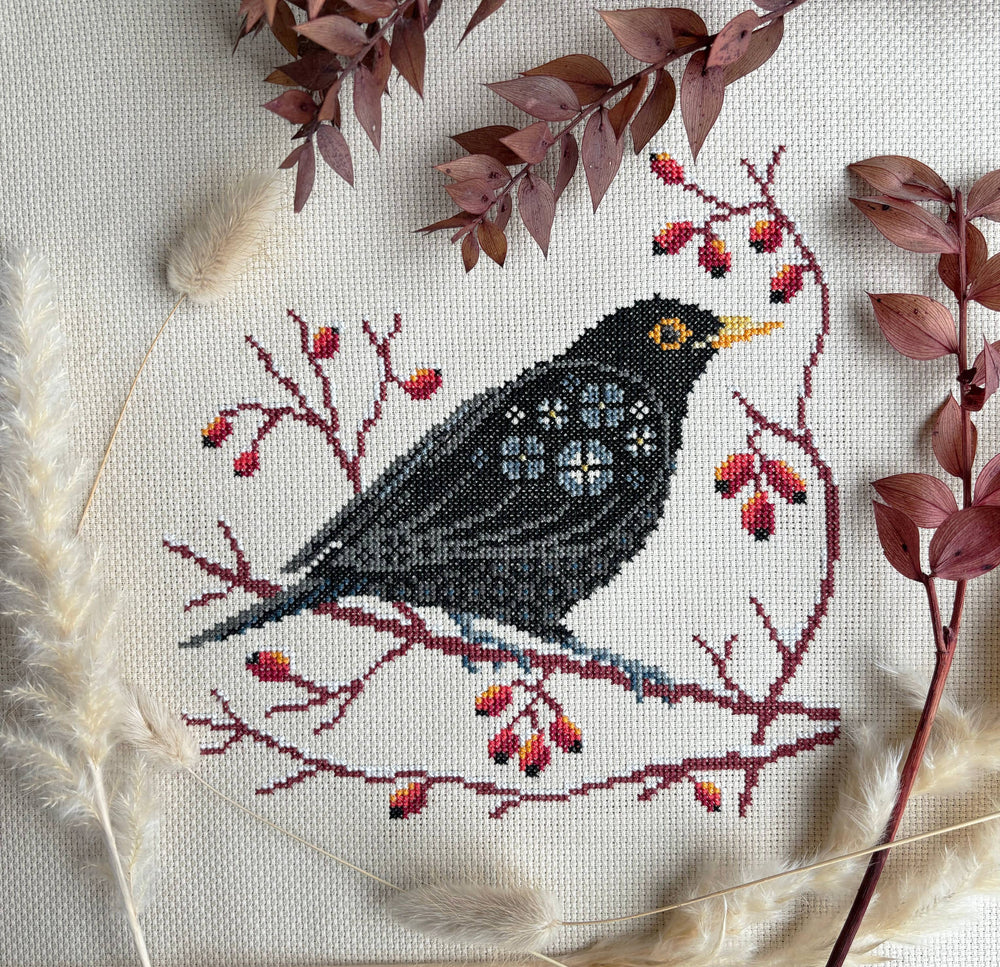 Love Poppet - Blackbird at Dawn - Cross Stitch Kit (ONLINE ORDER ONLY)