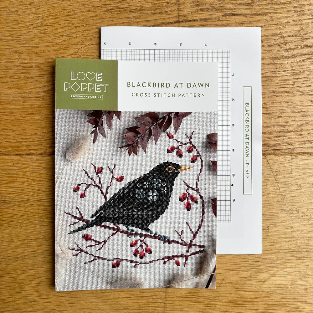 Love Poppet - Blackbird at Dawn - Cross Stitch Kit (ONLINE ORDER ONLY)