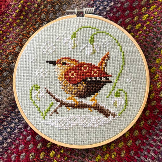 Love Poppet - Wren & Snowdrops - Cross Stitch Kit (ONLINE ORDER ONLY)