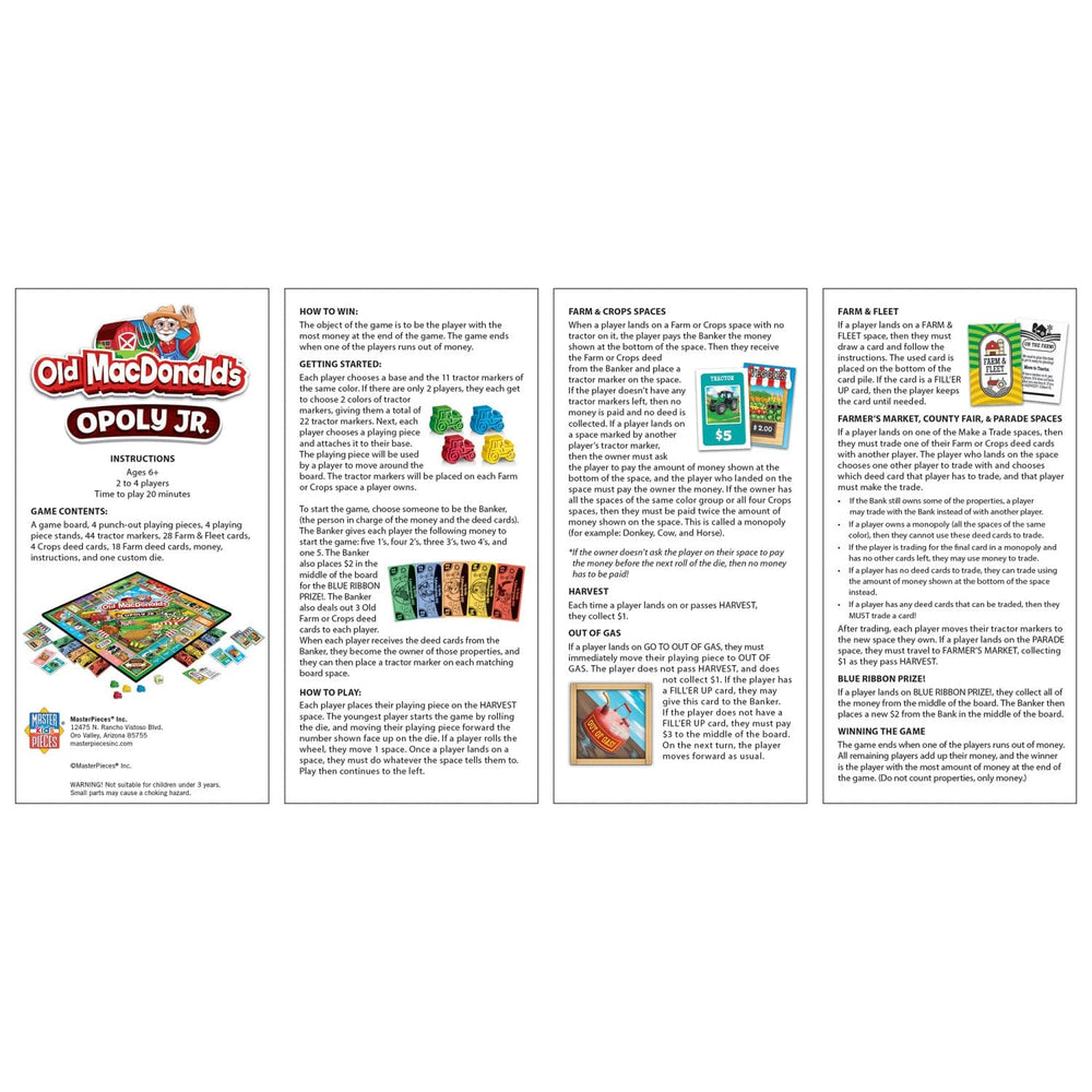 Old MacDonald's Opoly Junior Board Game