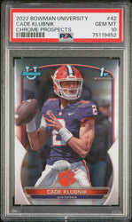 Graded 2022 Topps Bowman University Cade Klubnik #42 Chrome Prospects Rookie RC Football Card PSA 10 Gem Mint