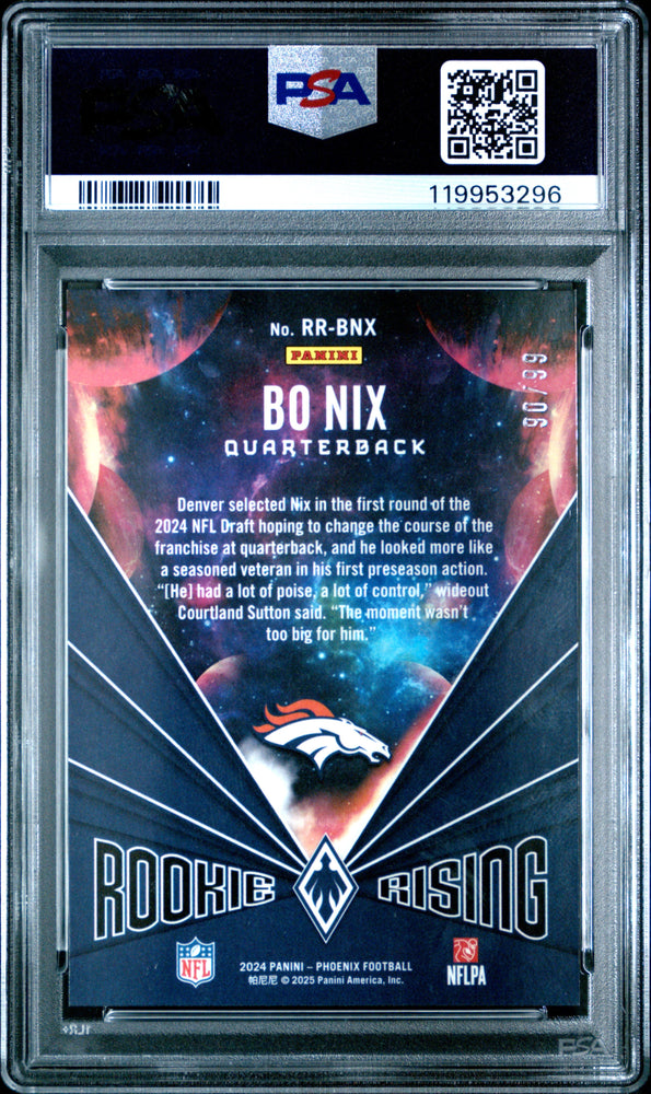 Graded 2024 Panini Phoenix Bo Nix #RRBNX Rookie Rising Red /99 Rookie RC Football Card PSA 10 Gem Mint (ONLINE ORDER ONLY)