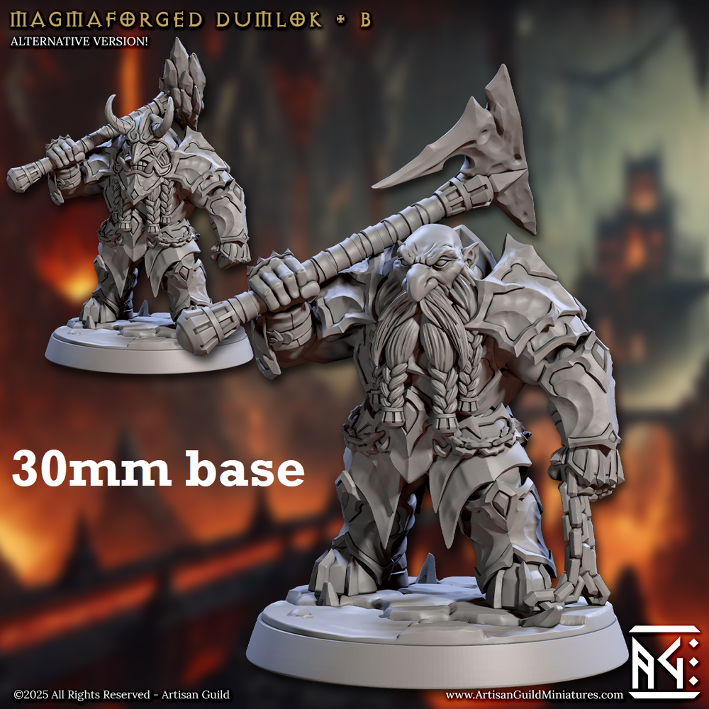 Magmaforged Dumlok: Sculpt B (Male Fire Dwarf Warrior) (Online Only)
