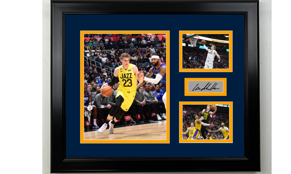 Framed Lauri Markkanen Utah Jazz Facsimile Laser Engraved Signature Basketball 14x11 3 Photo Collage (ONLINE ORDER ONLY)