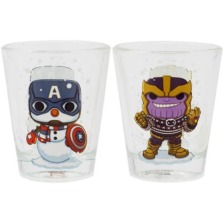 Snowman Captain America & Holiday Sweater Thanos Shot Glasses (2-Pack) - Marvel Collector Corps Exclusive (Online Order Only)