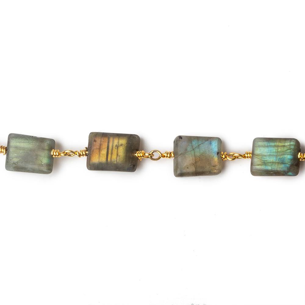 Matte Rectangle Labradorite Gold plated Chain by the foot (ONLINE ORDER ONLY)