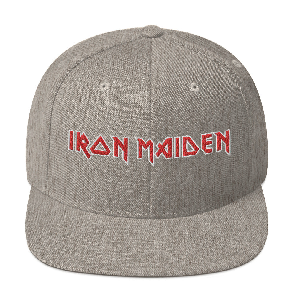 Iron Maiden Classic Logo Grey Embroidered Snap Back Hat [Apparel] (ONLINE ORDER ONLY)