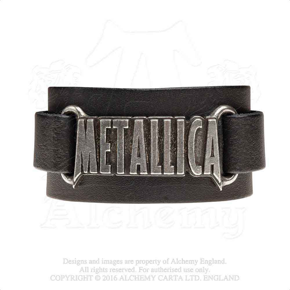 Metallica Pewter & Leather Cuff Bracelet (Online Order Only)