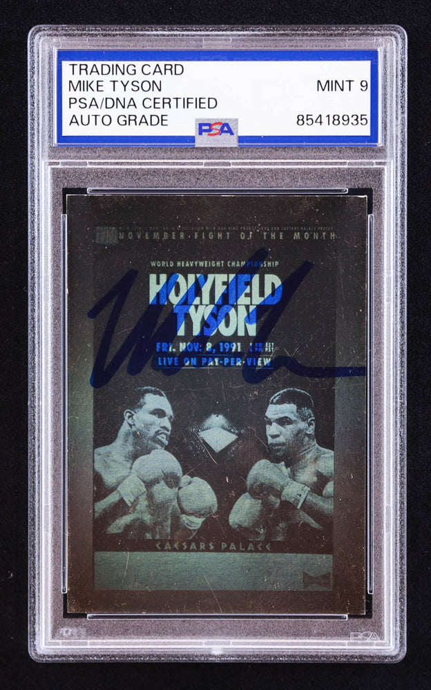 Mike Tyson Signed 1992 Kayo Holograms #10 Holyfield/Tyson (PSA | Auto 9) (Online Order Only)