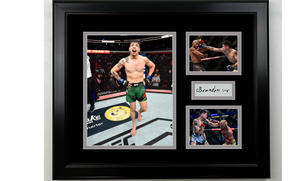 Framed Brandon Moreno UFC Facsimile Laser Engraved Signature MMA 14x11 3 Photo Collage (ONLINE ORDER ONLY)