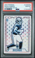 Graded 2024 Panini Phoenix Malik Nabers #CONMNS Contours Wave Rookie RC Football Card PSA 10 Gem Mint (ONLINE ORDER ONLY)