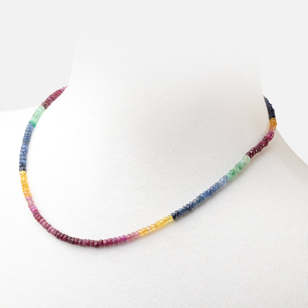Multiple Gemstone Faceted Rondelle Necklace with a 14kt Gold Clasp (ONLINE ORDER ONLY)