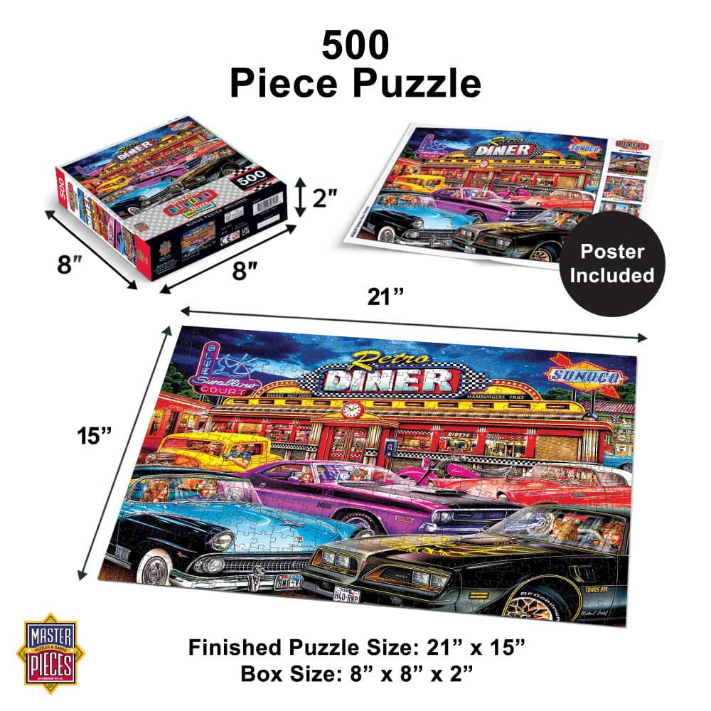 Drive-Ins, Diners & Dives - Golden Hour Grease 500 Piece Jigsaw Puzzle