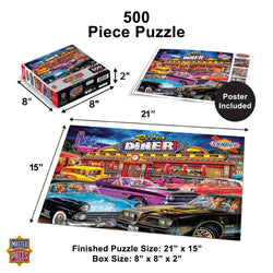 Drive-Ins, Diners & Dives - Golden Hour Grease 500 Piece Jigsaw Puzzle