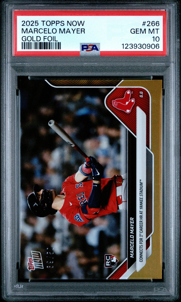 Graded 2025 Topps Now Marcelo Mayer #266 Gold Foil /50 Rookie RC Baseball Card PSA 10 Gem Mint