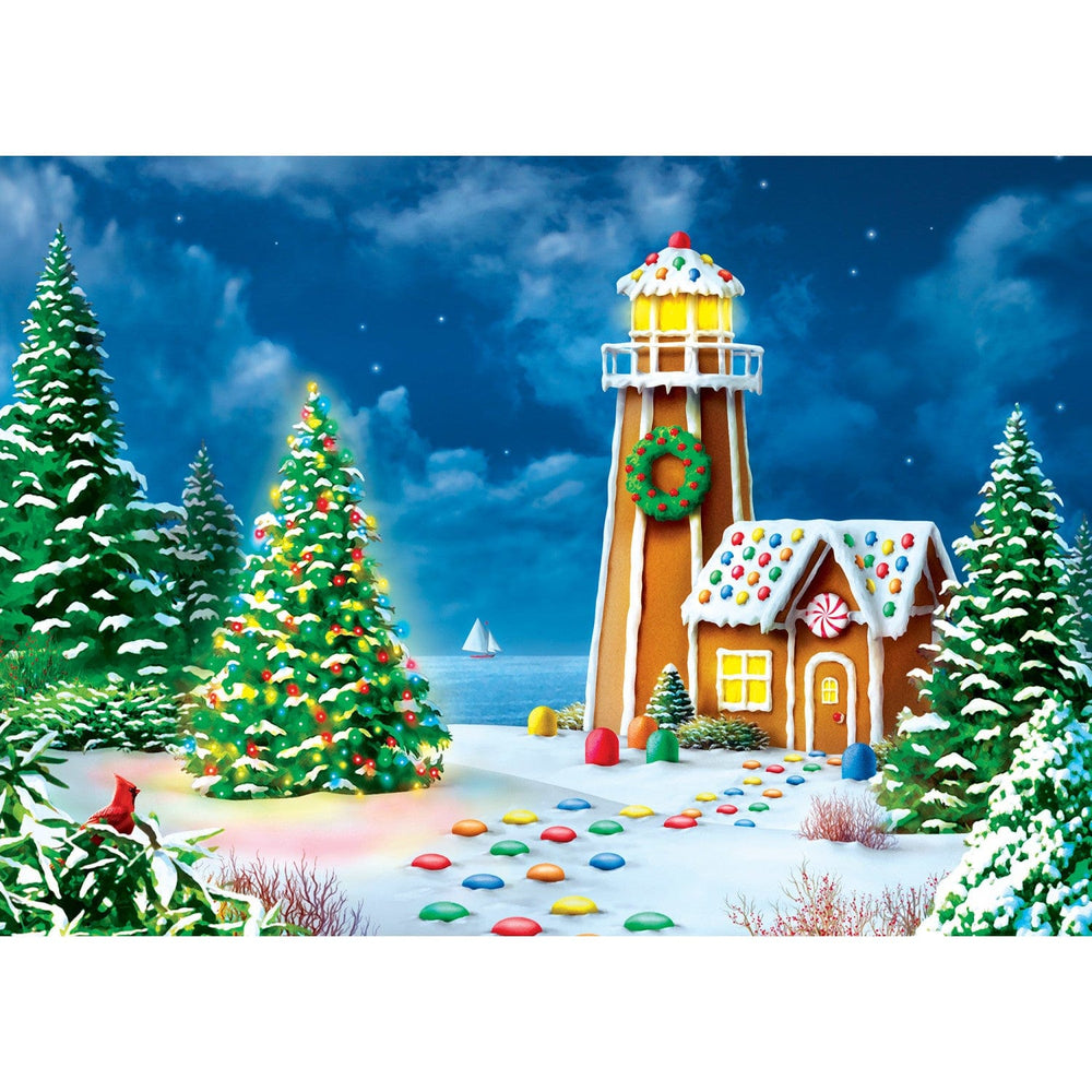 Sparkle & Shine - Gingerbread Lighthouse 500 Piece Glitter Jigsaw Puzzle (ONLINE ORDER ONLY)