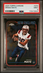 Graded 2024 Topps Chrome Drake Maye #203 Rookie RC Football Card PSA 9 Mint (ONLINE ORDER ONLY)